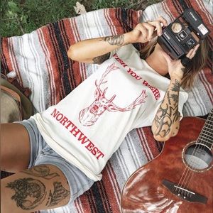 WISH YOU WERE NORTHWEST Deer Tee (size L)